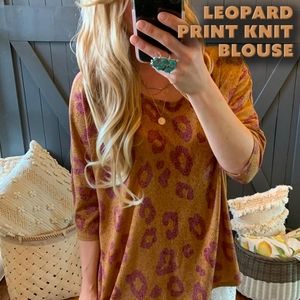 Leopard Print Knit Blouse